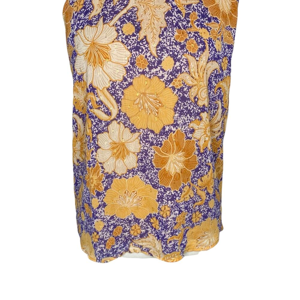 cupcakes & cashmere Floral Halter Top Large Gold Metallic Purple Size Large Boho - Picture 7 of 15